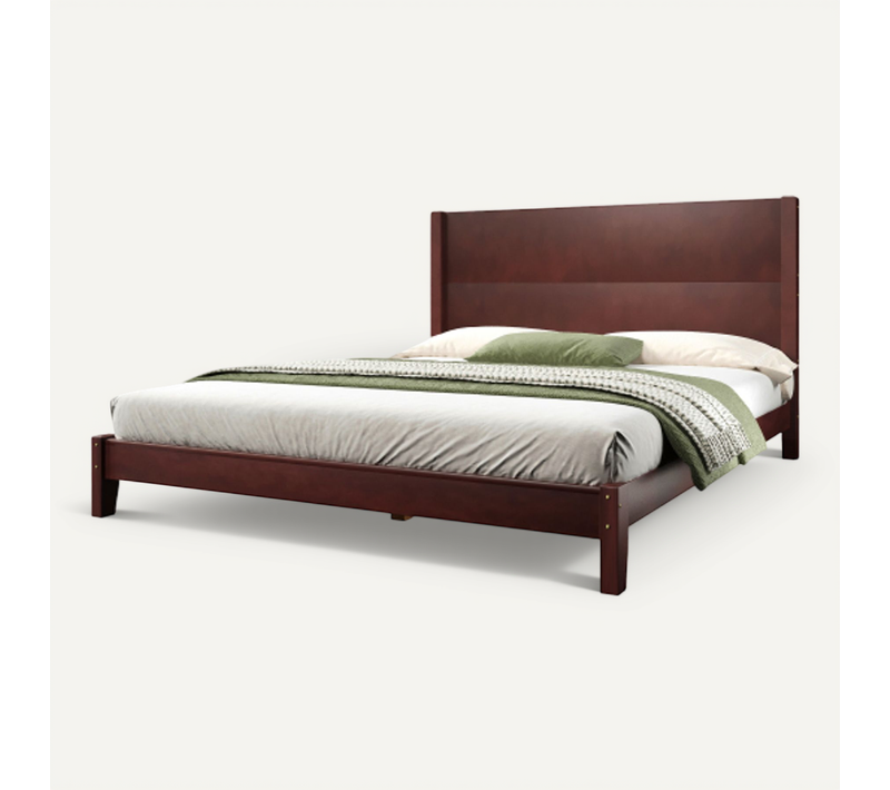Lit Plateforme 160x200 Avec Tête De Lit Et Sommier à Lattes-marron