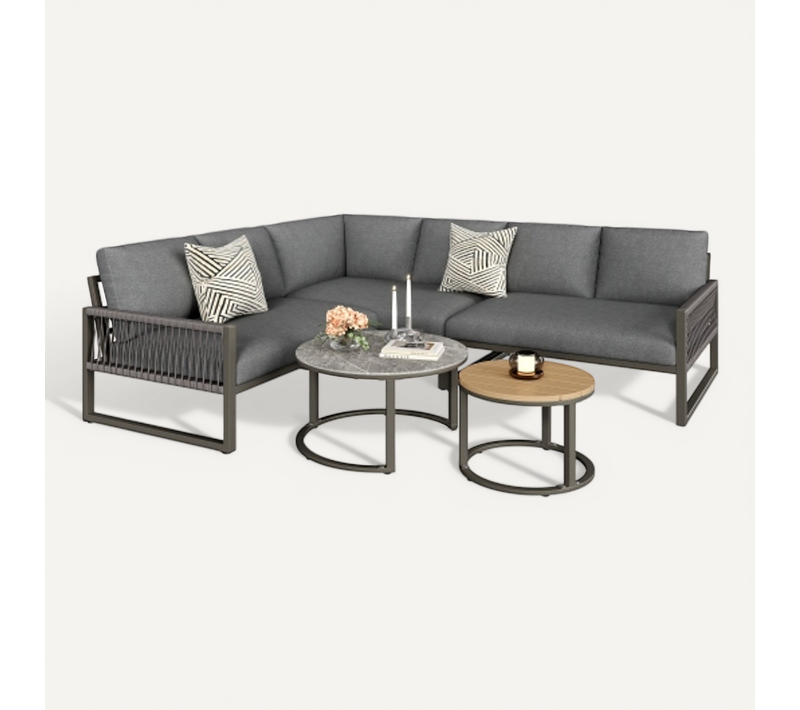 Ensemble De Salon De Jardin-pour 6 à 7 Personnes-en Fer Galvanisé-gris