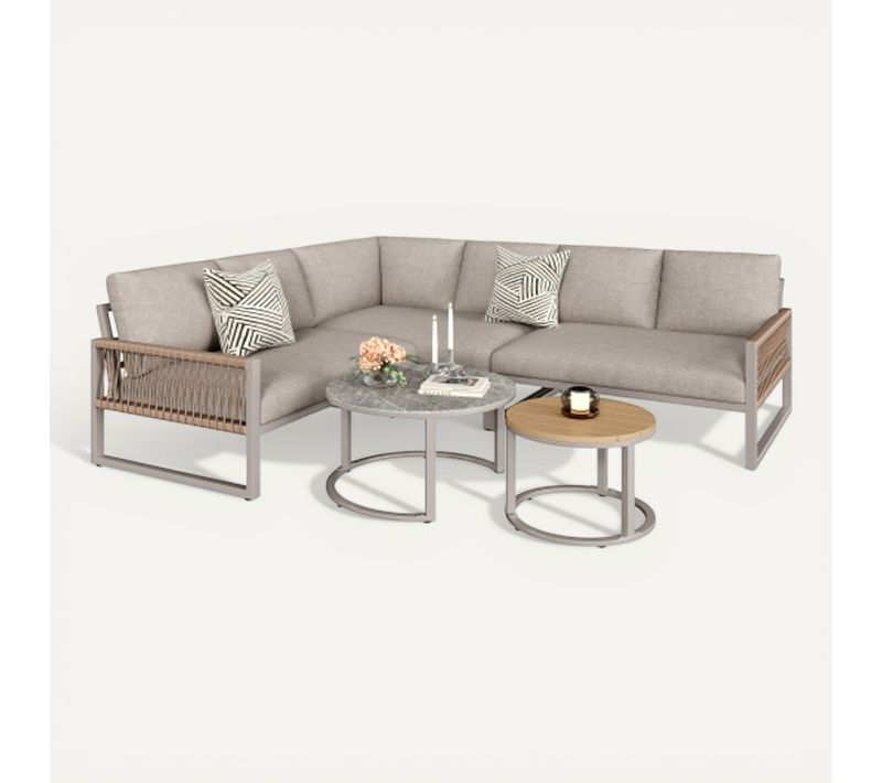 Ensemble De Salon De Jardin-pour 6 à 7 Personnes-en Fer Galvanisé-beige