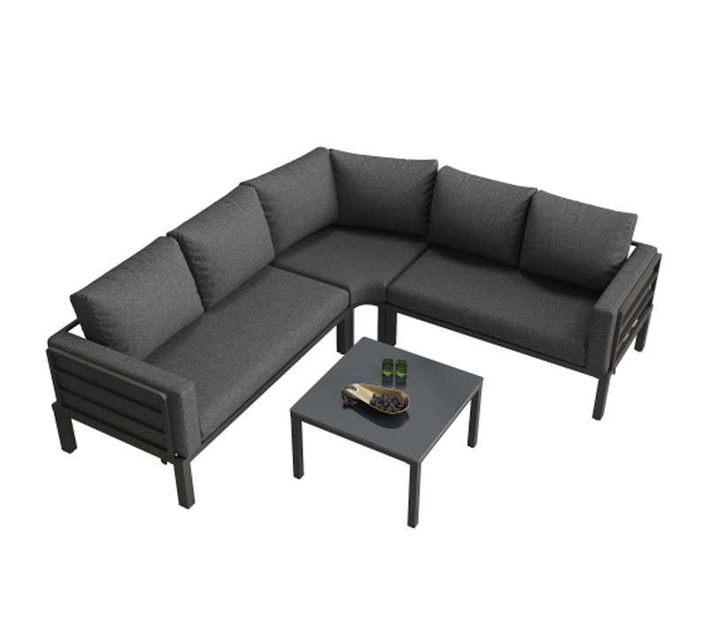 Ensemble De Salon De Jardin-pour 4 à 5 Personnes-en Fer-gris