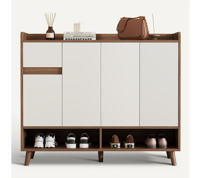 Meuble à Chaussures Avec 4 Portes Et 1 Tiroir, Bois