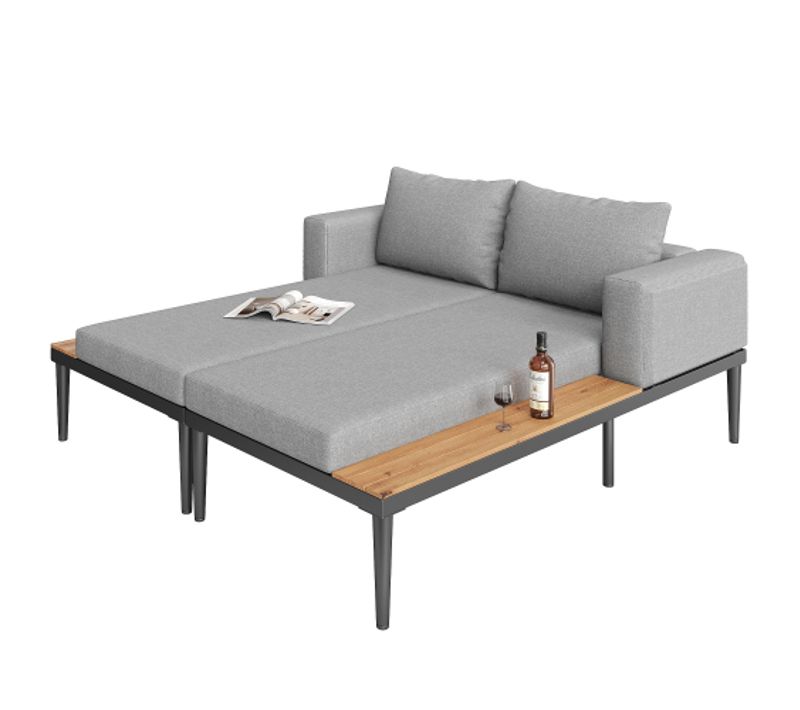 Bain De Soleil Double-avec étagères-chaise Longue D'extérieur