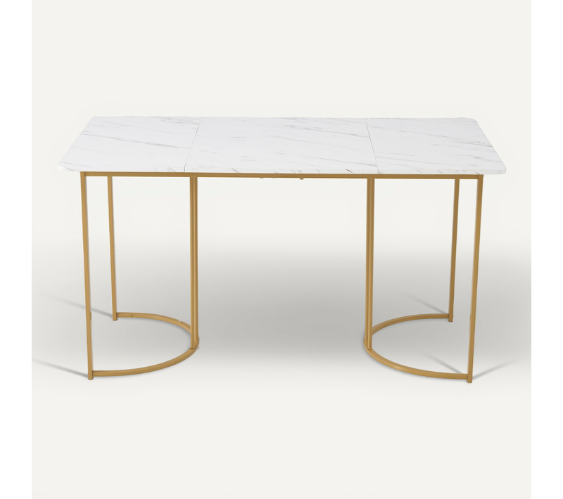 Table à Manger 140 X 80 Cm Avec Pieds En Métal Doré