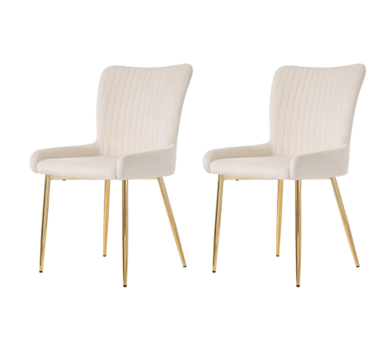 Lot De 2 Chaises Avec Pieds En Métal En Velours Beige