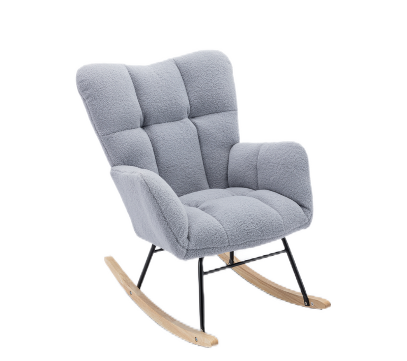 Fauteuil à Bascule Chaise à Bascule Rocking Chair Fauteuil Relax Teddy Bleu