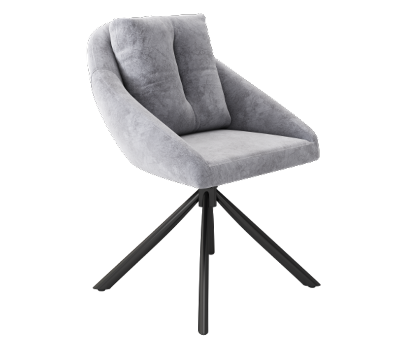 Lot De 2 Chaises Rotation à 360°velours Gris Avec Coussin Lombaire Et Pieds En Métal