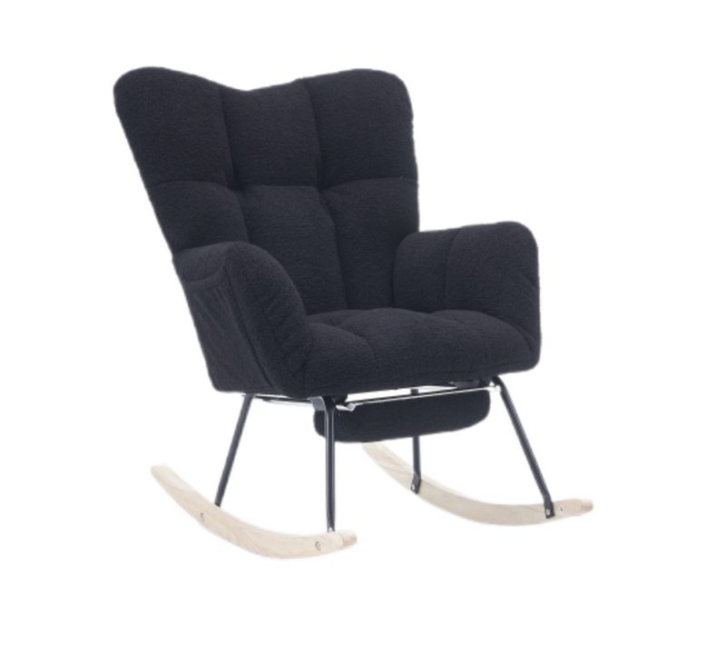 Fauteuil à Bascule Rocking Chair Fauteuil Relax Avec Repose-pieds Extractible Noir