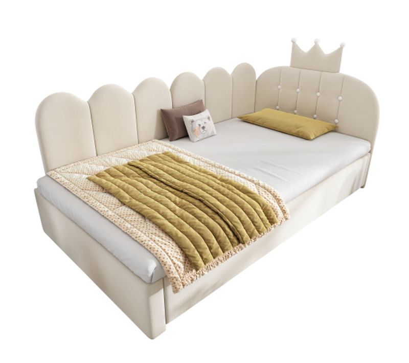 Lit 90 X 200 Cm-canapé-lit Gigogne-en Velours-beige