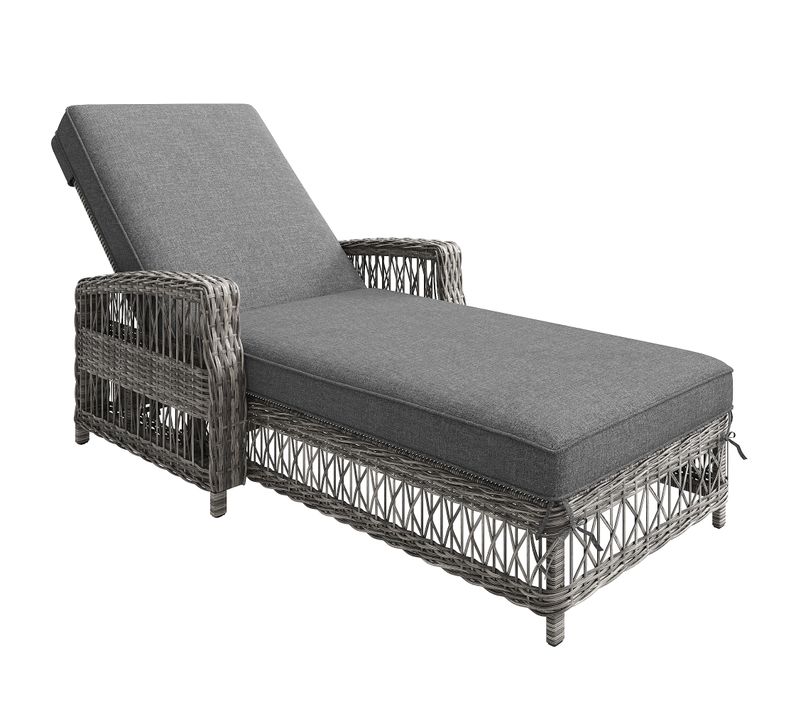 Bain De Soleil Transat Chaise Longue Réglable Avec Coussin Amovible Gris