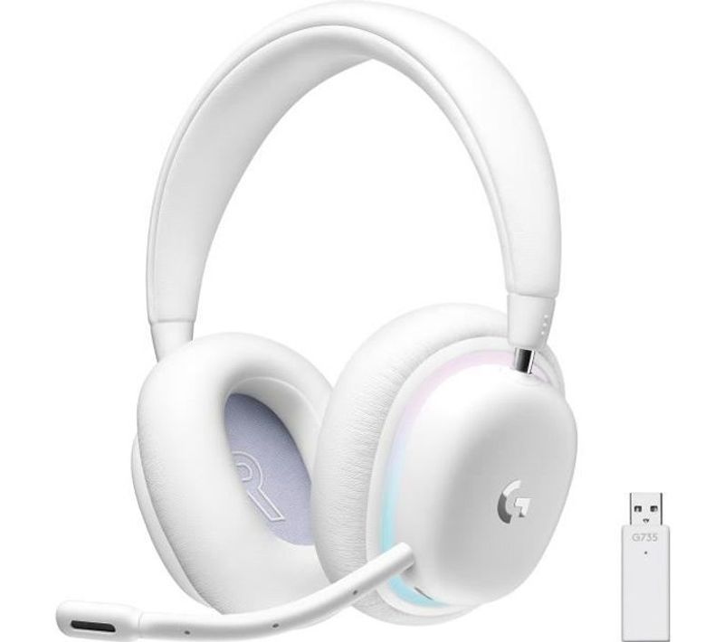 Casque Gamer - Sans Fil - Logitech G - G735 Lightspeed - Rvb - Micro Amovible - Blanc