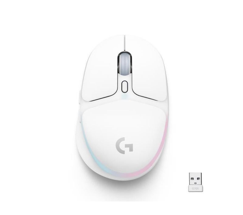 Souris Gaming Sans Fil G705 Éclairage Rvb Lightsync, Bluetooth, Légere White Mist