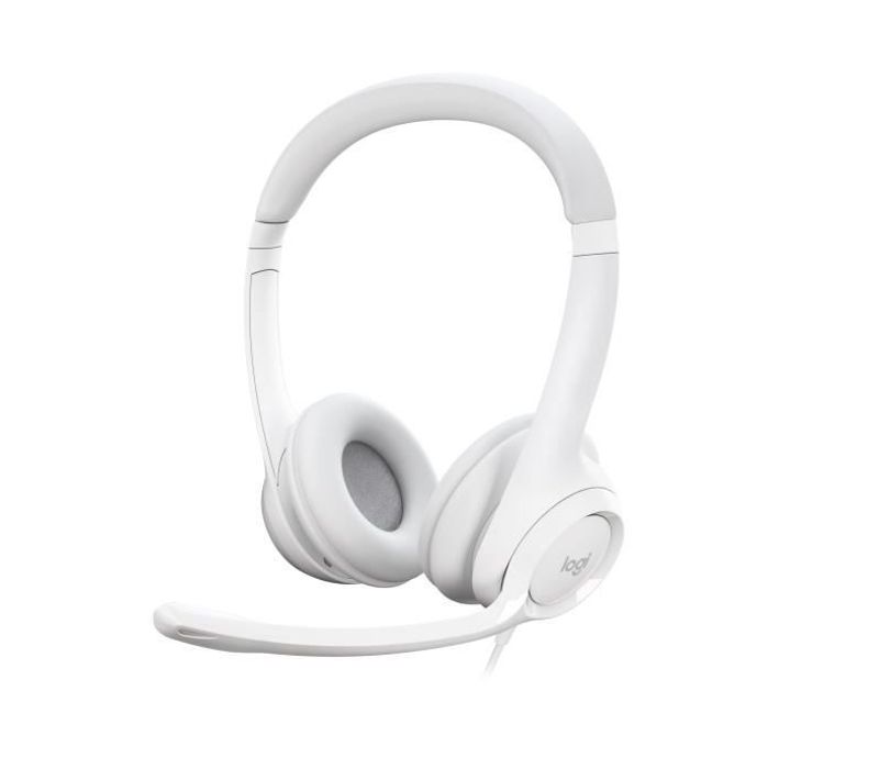 Casque - Filaire - Logitech - H390 - Stéréo, Microphone Intégré, Antibruit - Blanc