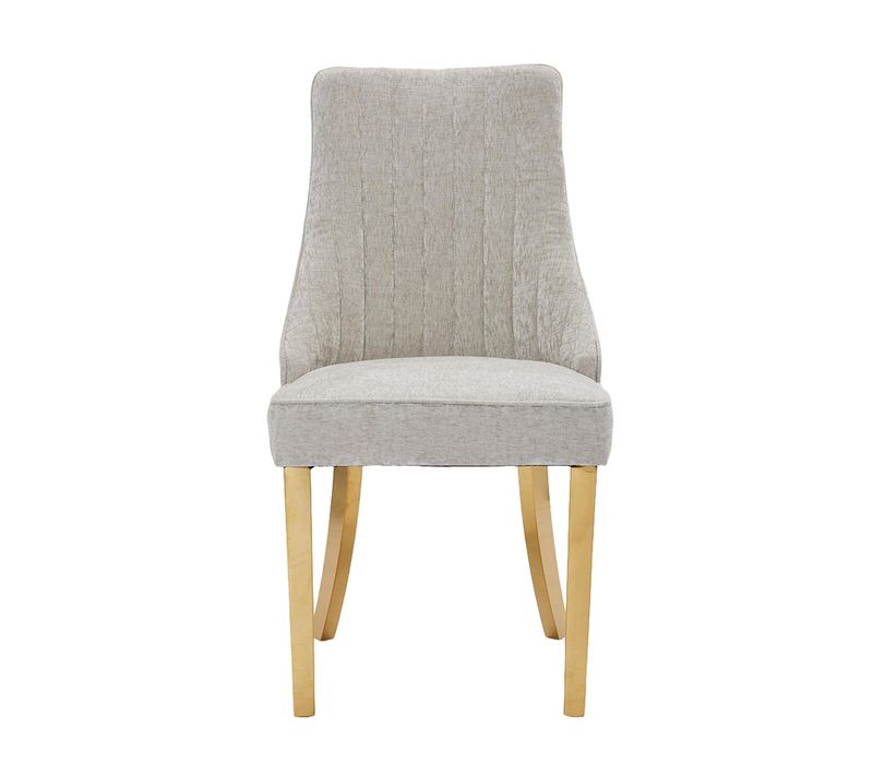 Ensemble De Salle à Manger, 2 Pièces, Pieds en acier inoxydable plaqué or ，Lin, beige Clair