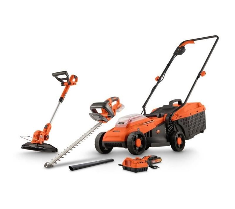 Pack Tondeuse Brushless 20v 33cm De Coupe + Coupe-bordures + Taille-haies - Dual Power - Powdpgbox2