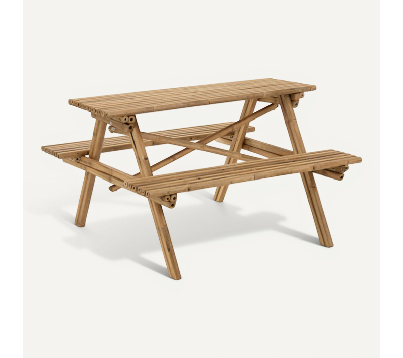 Table De Jardin et 2 Bancs "paradis" 134cm Naturel