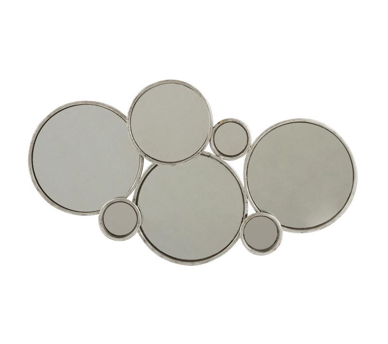 Miroir Mural Design "6 Ronds" 57cm Argent