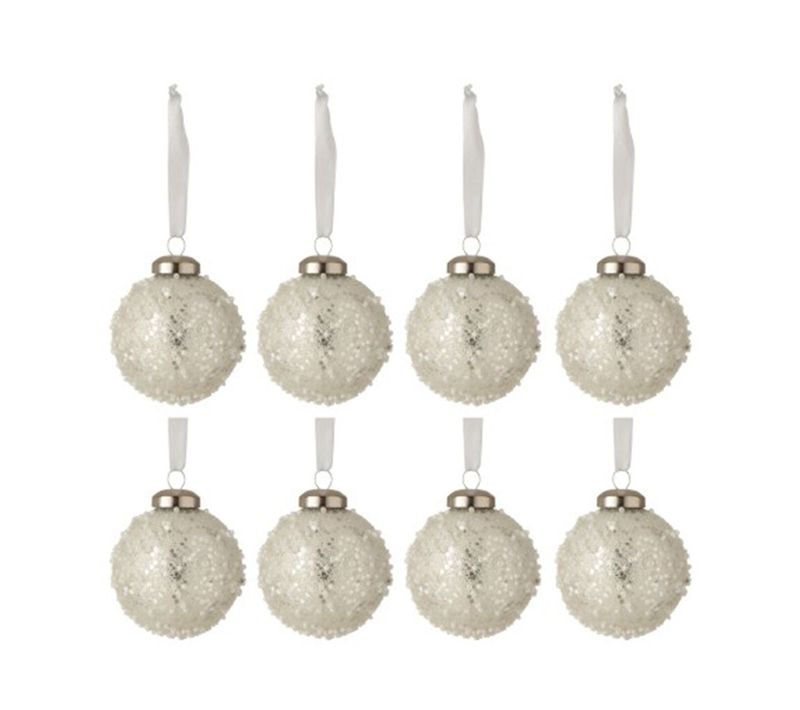 Lot De 8 Boules De Noël "serenity" 6cm Argent