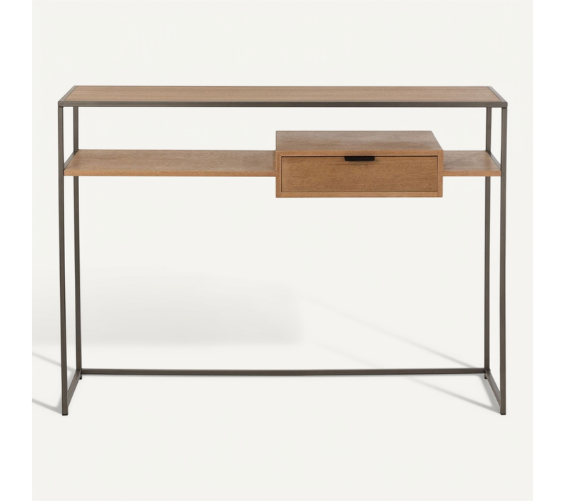 Console Design En Bois Et Métal Avec 1 Tiroir - Ester