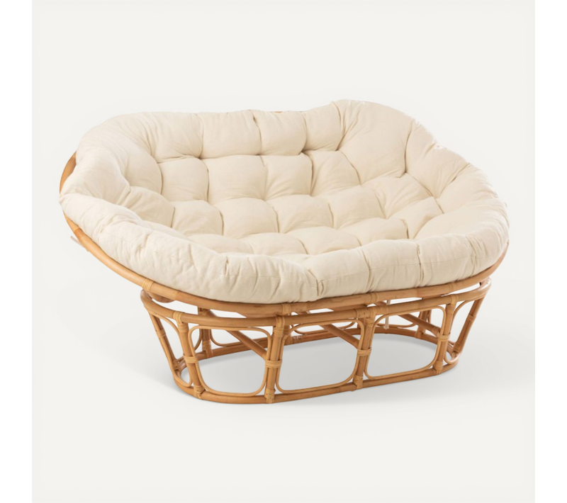 Fauteuil Papasan Double En Rotin Beige - Mika