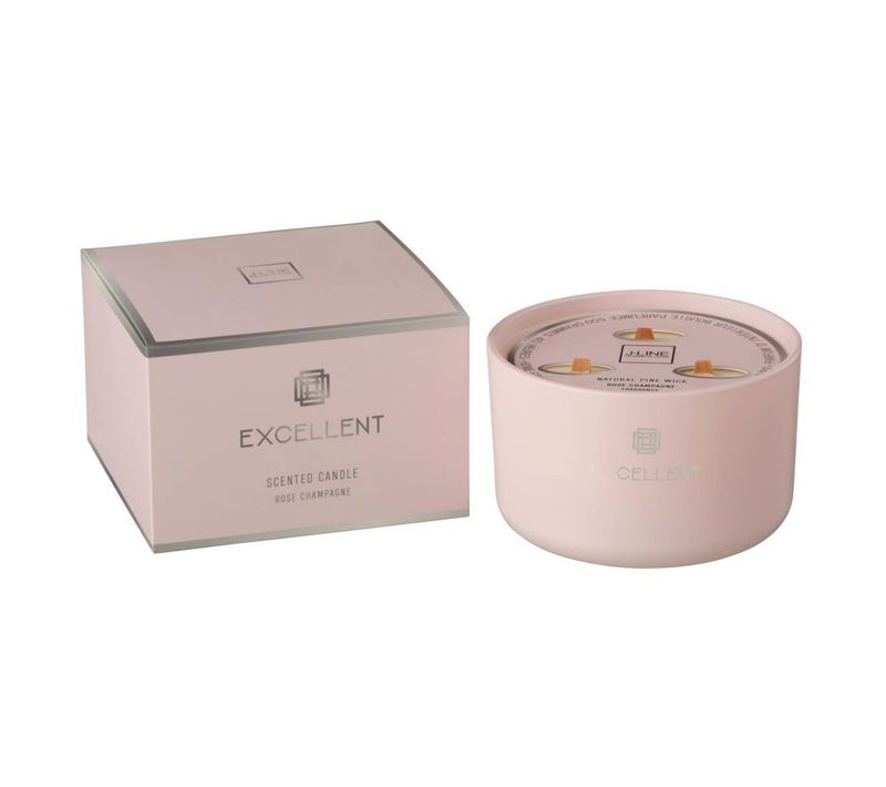 Bougie Parfumée En Verre "excellent" 13cm Rose Champagne Pâle