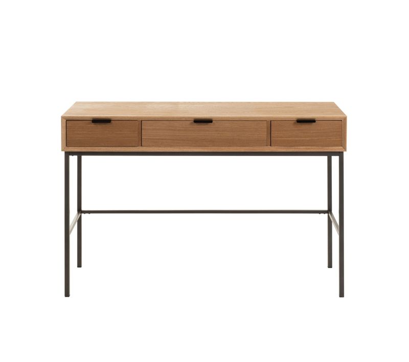Console En Bois Naturel Et Métal Noir Avec 3 Tiroirs - Ester