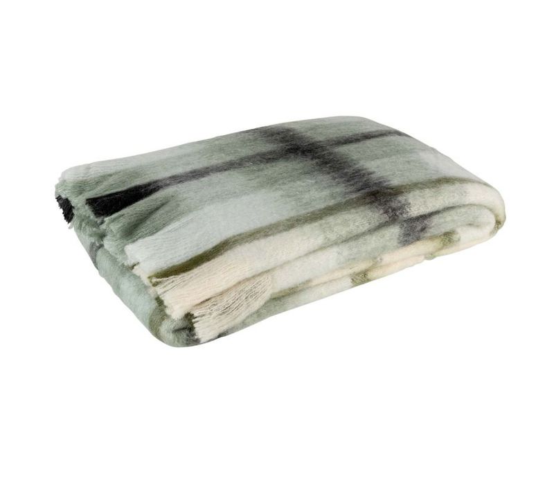 Plaid Déco "quadrillé" 136x190cm Marron et Blanc