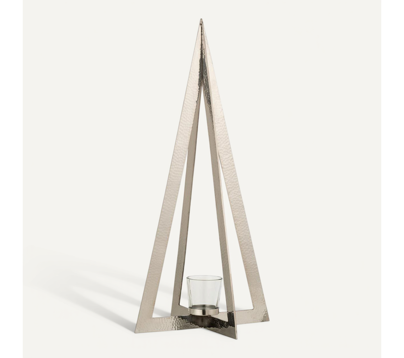 Photophore En Métal Design "arbre" 58cm Argent