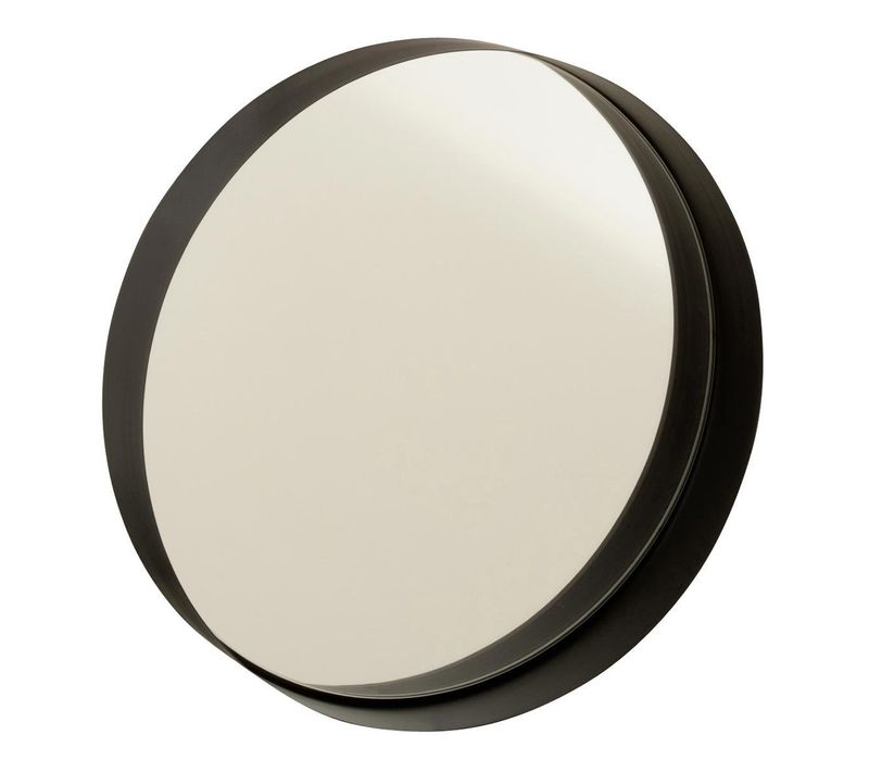 Miroir Mural Rond Déco "bord Métal" 40cm Noir