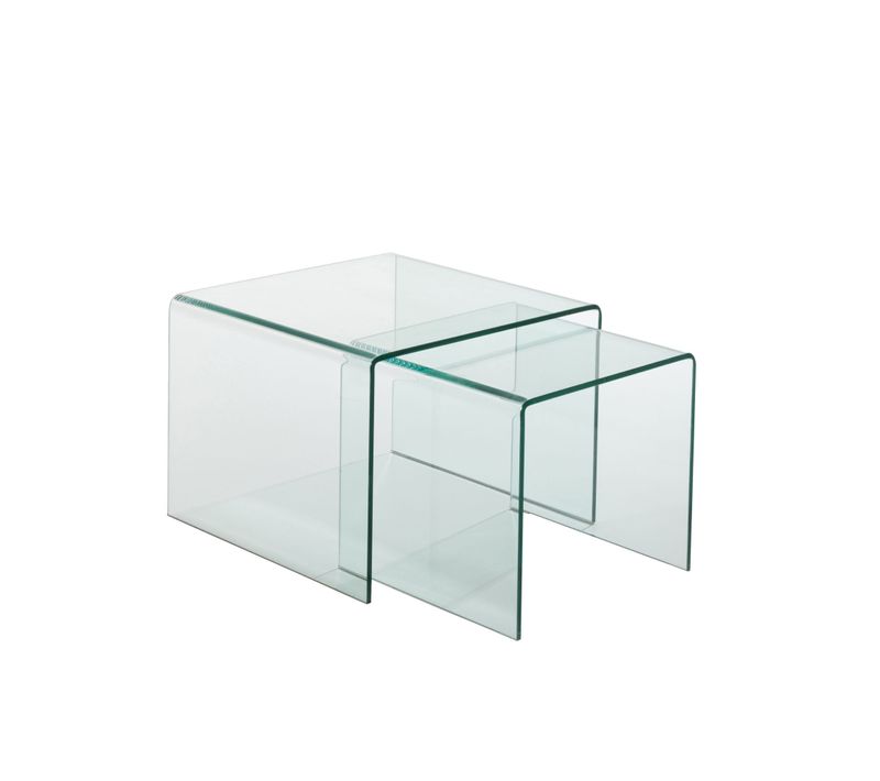 Tables Basses Carrées Gigognes En Verre L65 (set De 2) - Galle