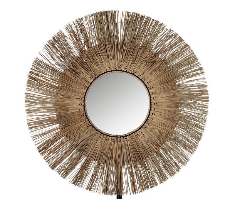 Miroir Mural Rond "mendi" 110cm Naturel