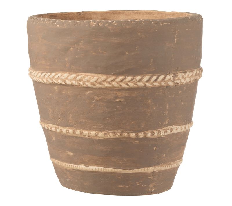 Cache-pot En Terre Cuite "tressé" 24cm Marron