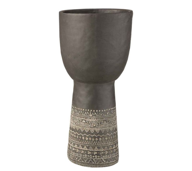 Cache-pot Déco En Ciment "ethnic" 50cm Gris