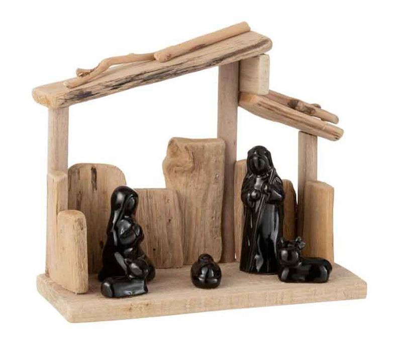 Crèche De Noël "toitures En Pente" 23cm Marron
