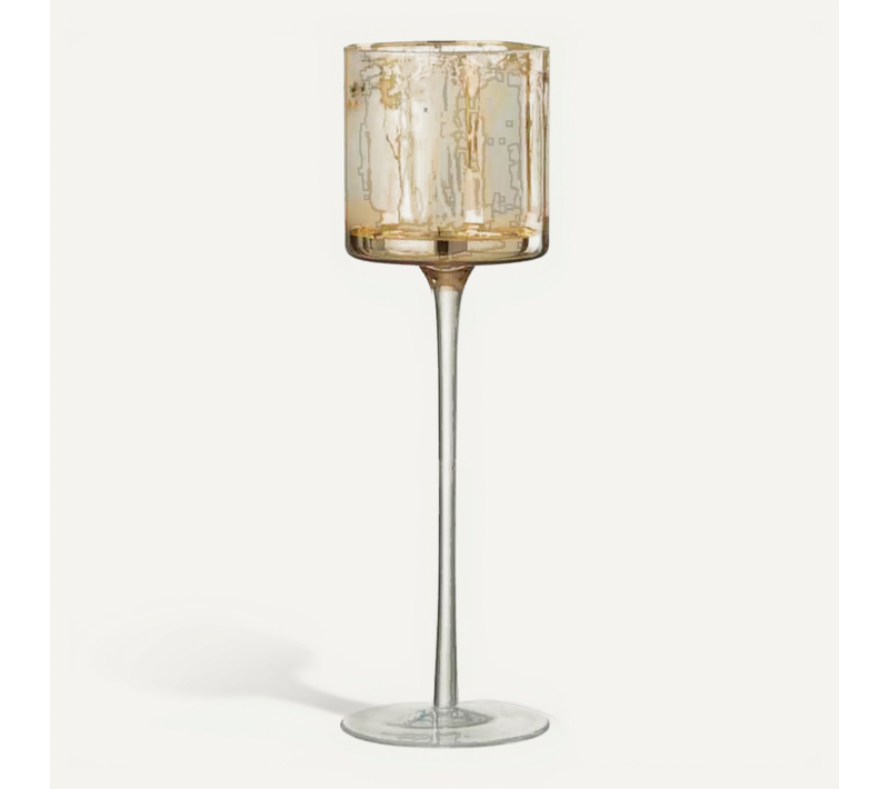 Photophore Sur Pied "arbre" 30cm Or