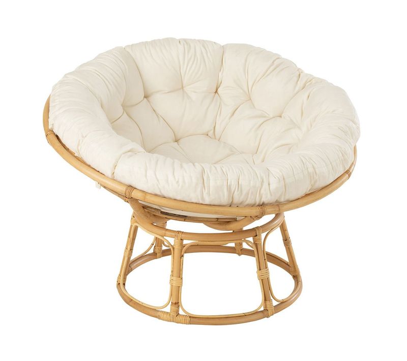 Fauteuil En Rotin et Coussin "céline" 115cm Naturel