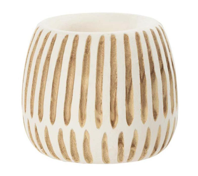 Cache-pot En Bois "ying" 20cm Blanc et Naturel