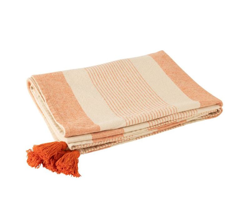 Plaid En Coton "mik" 130x180cm Beige et Orange