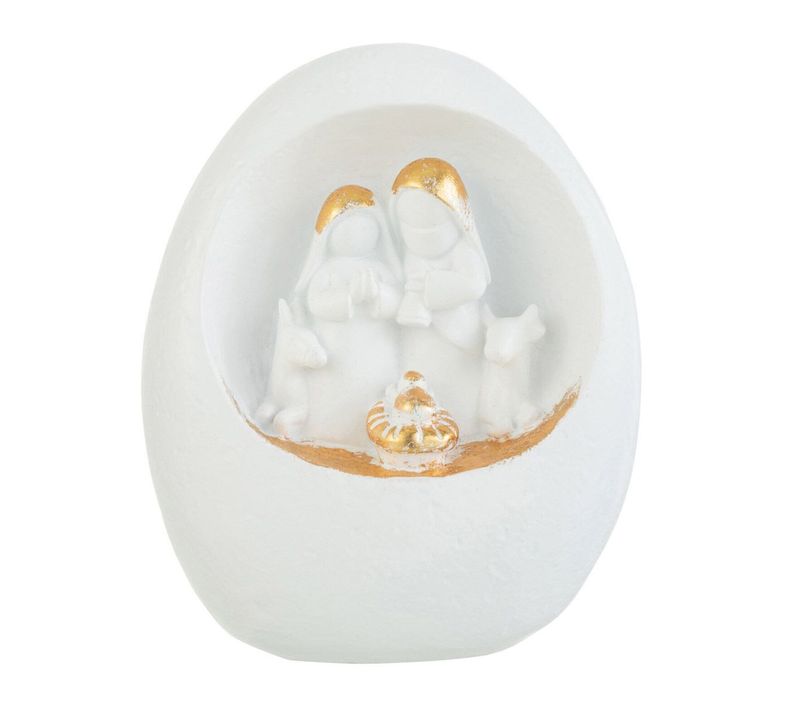 Crèche De Noël Design "3 Sujets" 19cm Blanc