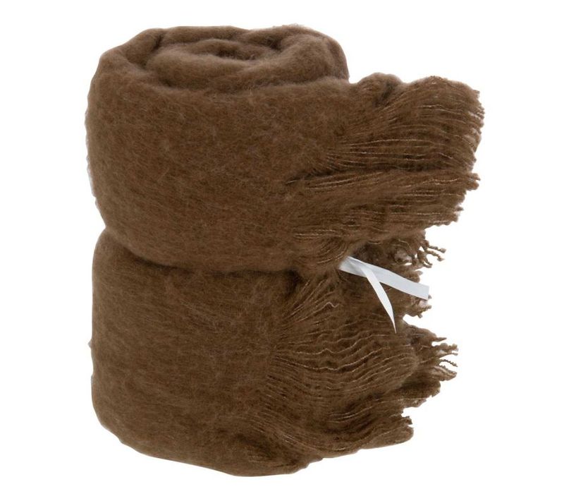 Plaid Uni à Franges "glen" 130x180cm Marron