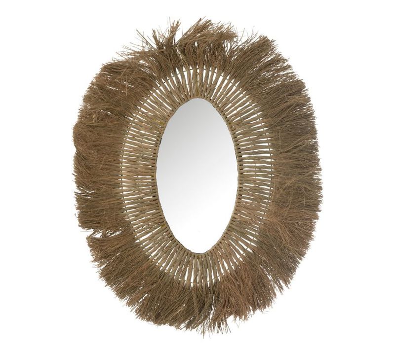 Miroir Mural Ovale "tressé" 100cm Naturel