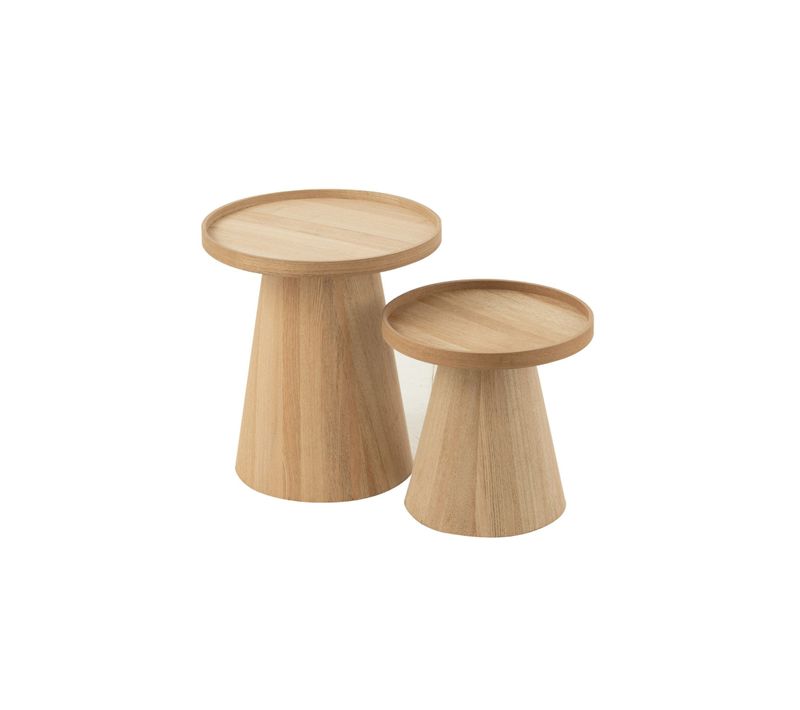 Tables Basses Rondes En Bois Naturel (set De 2) - Agathe