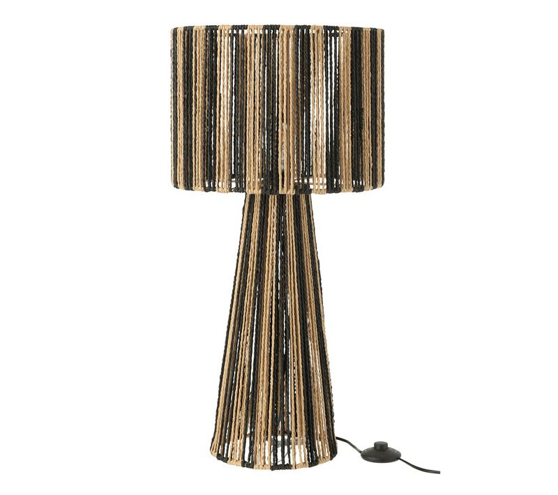 Lampe à Poser Rayures "cordes" 69cm Naturel et Noir