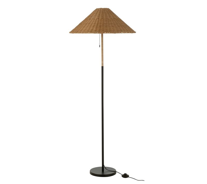 Lampadaire En Rotin "preston" 154cm Naturel et Noir