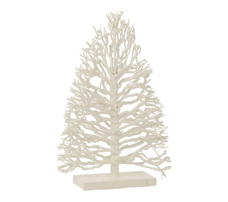 Déco En Bois Sur Socle "arbre à Thé" 70cm Blanc