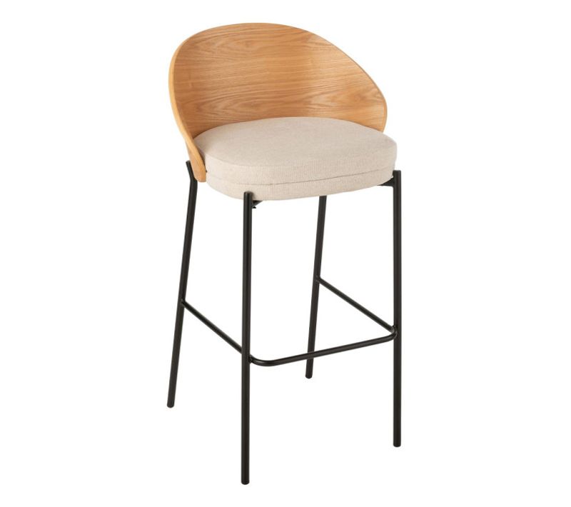 Chaise De Bar Design "lone" 97cm Naturel et Beige