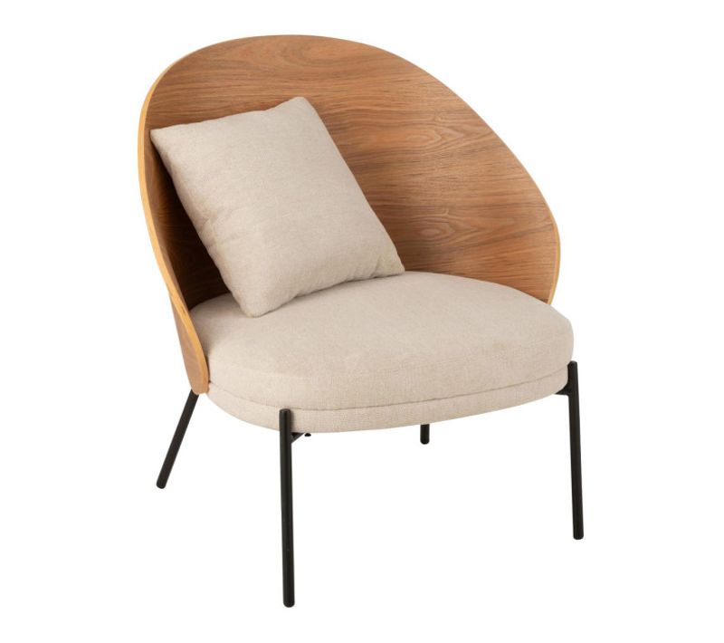 Fauteuil Lounge Design "lone" 81cm Naturel et Beige