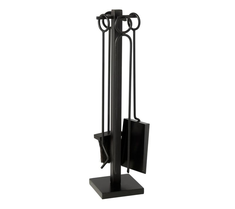 Serviteur De Cheminée 5 Pièces "anneau" 76cm Noir