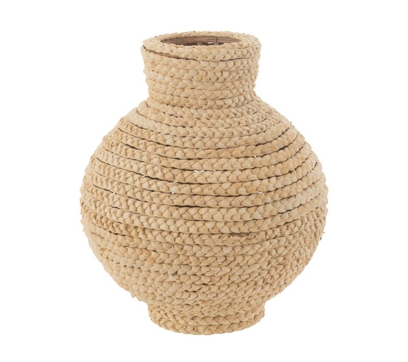 Vase En Rotin Tressé Rond - 44x44x52 Cm - Naturel