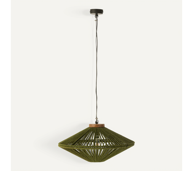 Lampe Suspension En Jute "dollie" 62cm Vert