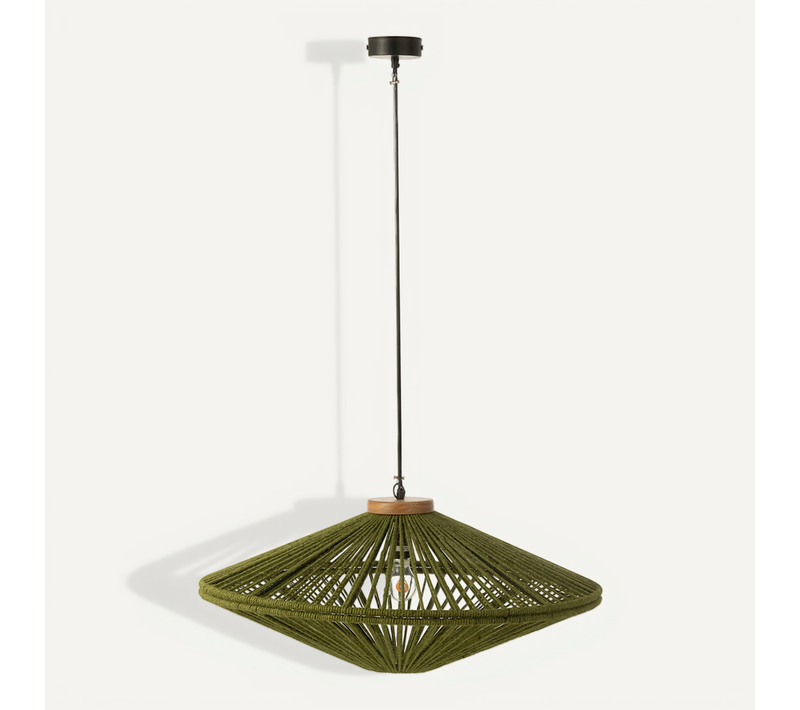 Lampe Suspension En Jute "dollie" 77cm Vert